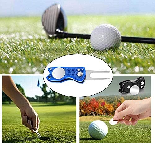 Opvouwbare golf pitchvorken met balmarker en karabijnhaak – 2 stuks