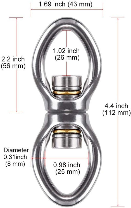 Schommelwartel 360° draaibaar – rvs ophangbeugel met lager voor hangstoel, yogaschommel, klimtouw en hangmat