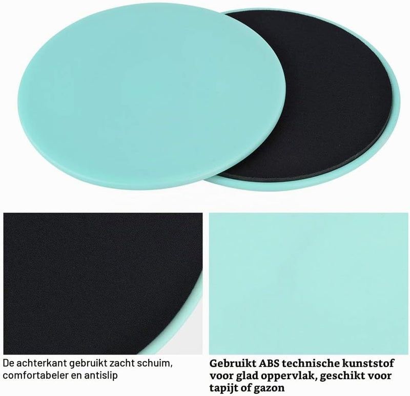 Laad afbeelding in Galerijviewer, Fitness sliders 2 stuks voor full-body en core training lichtgroen – gliding discs – buiktrainer
