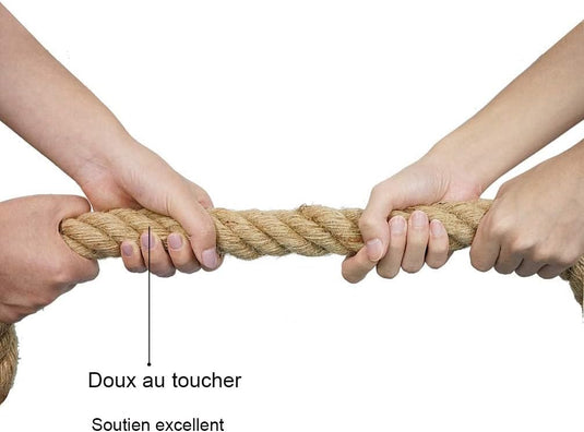 Jute klimtouw met karabijnhaak – 30/40/50 mm trainingstouw voor kracht en fitness
