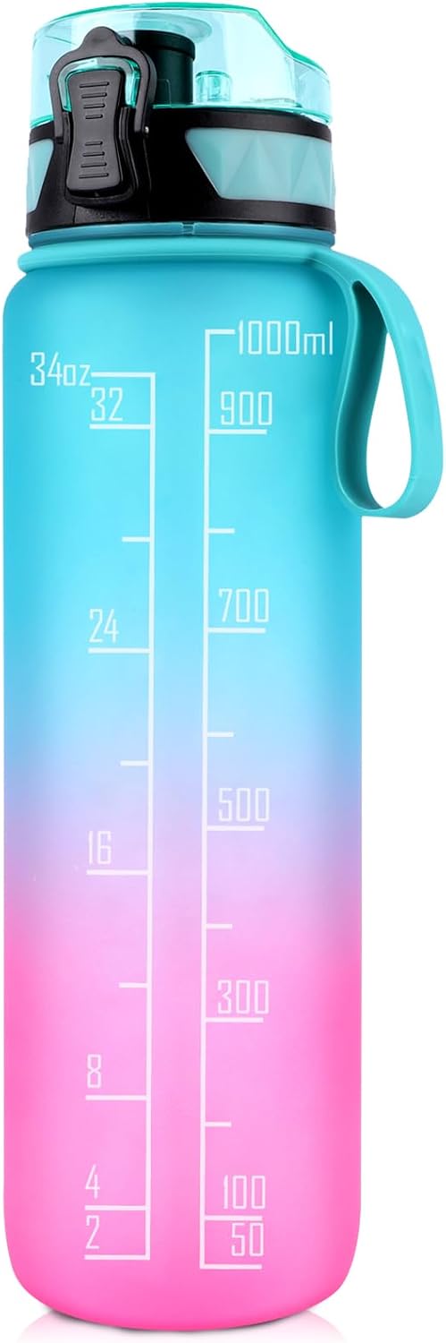 Drinkfles 1 liter BPA-vrij met antislip grip en lekvrije sluiting – waterfles – sportfles