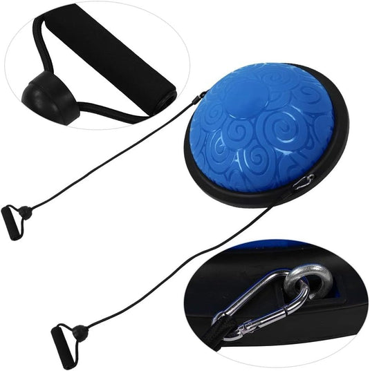 Balanstrainer 46 cm met weerstandsbanden – antislip halve bal – core training – evenwichtstraining