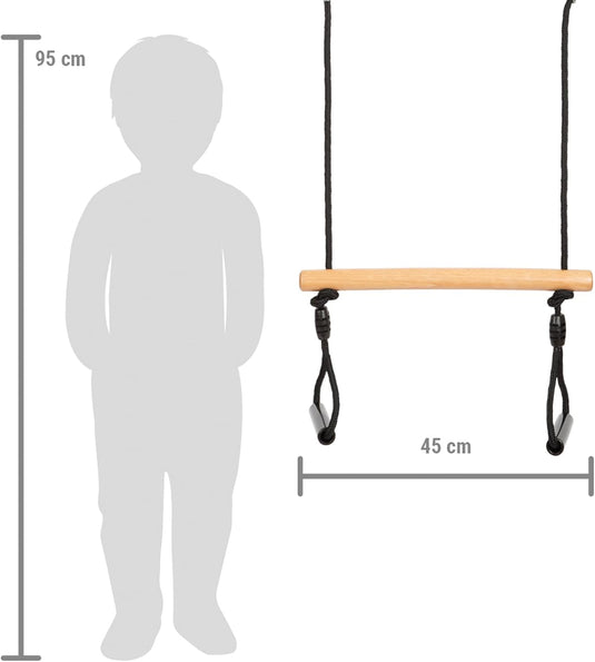 Trapezeschommel 2-in-1 met gymnastiekringen en verstelbare touwen tot 100 kg – houten schommel
