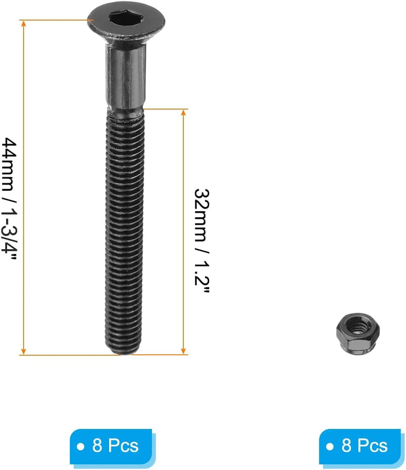 Laden Sie das Bild in Galerie -Viewer, Skateboard Hardware Set 2 Inch (8 Stuks) - Montage Bouten &amp; Moeren - Koolstofstaal Grade 8.8
