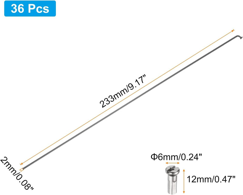 Chargez l'image dans la visionneuse de la galerie, Fietsspaken 36 stuks 14G 170 x 2 mm van roestvrij staal met messing nippels – J-bend spaken – fietsonderdelen
