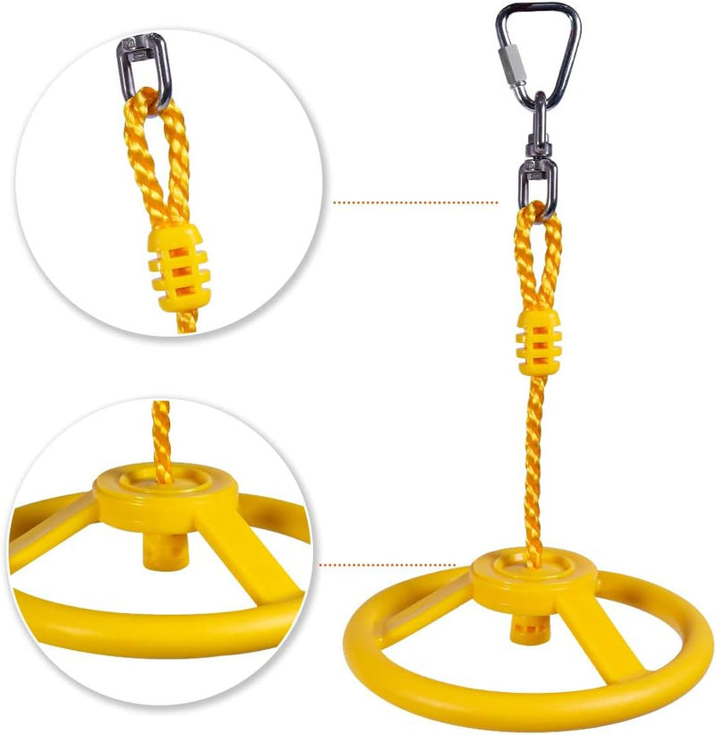 Charger l’image dans la visionneuse de galerie, Roue d’escalade Ninja de 26 cm avec mousqueton en métal pour slackline et parcours d’obstacles – roue suspendue – parcours d’escalade
