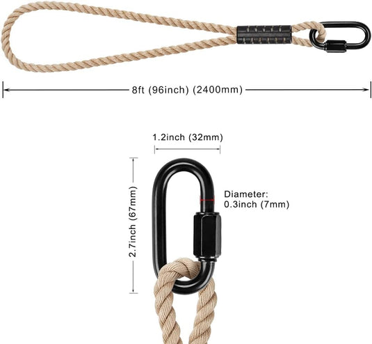 Cinghie di sospensione per altalena, 2 pezzi, 120 cm, in poliestere con moschettoni per alberi e travi – cinghie di sospensione – fissaggio per altalena