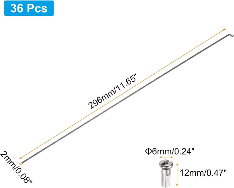 Chargez l'image dans la visionneuse de la galerie, Fietsspaken 36 stuks 14G 170 x 2 mm van roestvrij staal met messing nippels – J-bend spaken – fietsonderdelen
