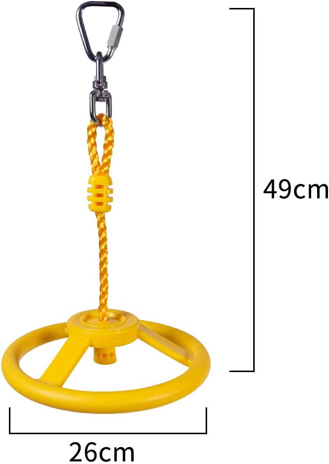 Charger l’image dans la visionneuse de galerie, Roue d’escalade Ninja de 26 cm avec mousqueton en métal pour slackline et parcours d’obstacles – roue suspendue – parcours d’escalade
