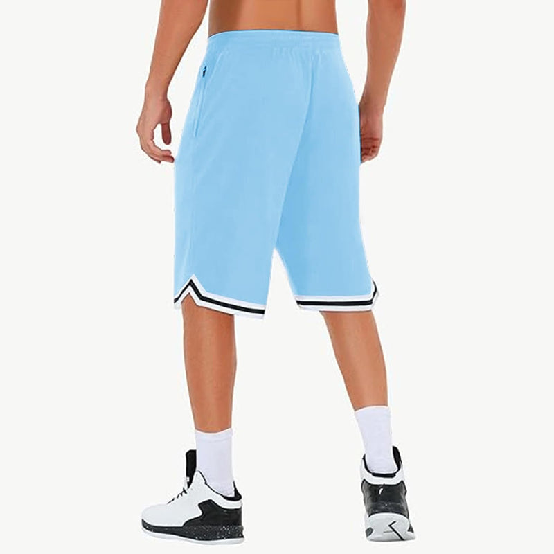 Laden Sie das Bild in Galerie -Viewer, Lange basketbalshort heren van ademend mesh met ritszak – sportshort – fitness broek
