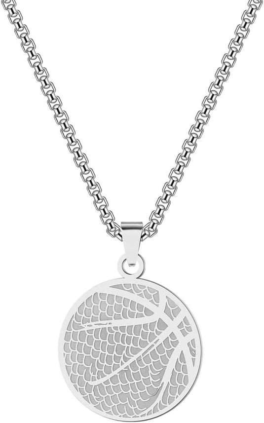 Basketbal ketting met hanger roestvrij staal