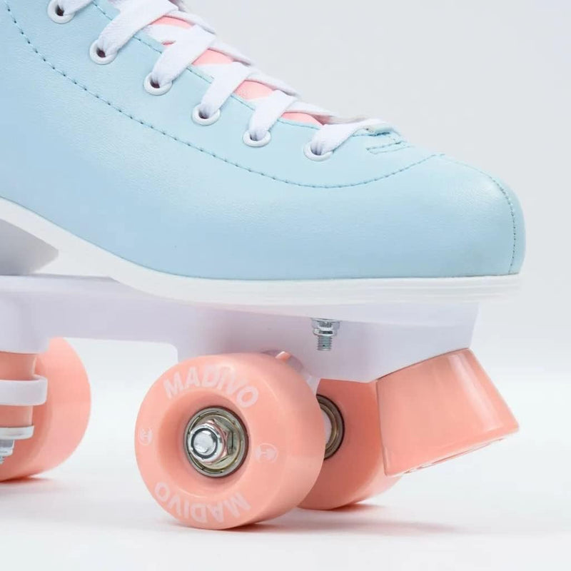 Load image into Gallery viewer, Madivo Pastel Klassieke retro rolschaatsen voor dames | ABEC-7 kogellagers | meisjes rolschaatsen, skeelers| blauw/koraal | maat 35, 36, 37, 38, 39, 40, 41
