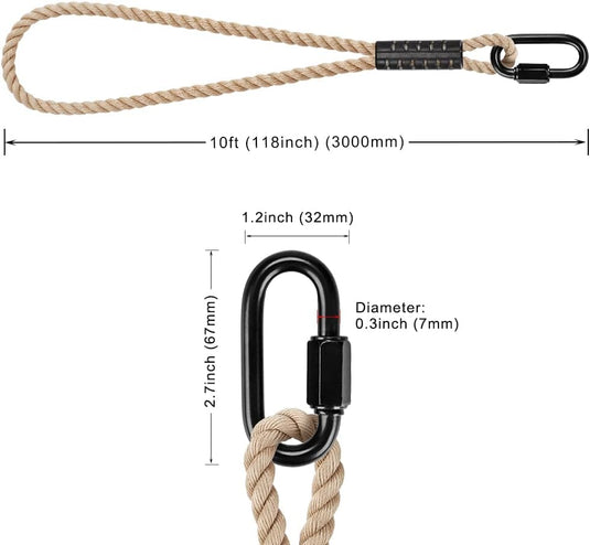 Cinghie di sospensione per altalena, 2 pezzi, 120 cm, in poliestere con moschettoni per alberi e travi – cinghie di sospensione – fissaggio per altalena