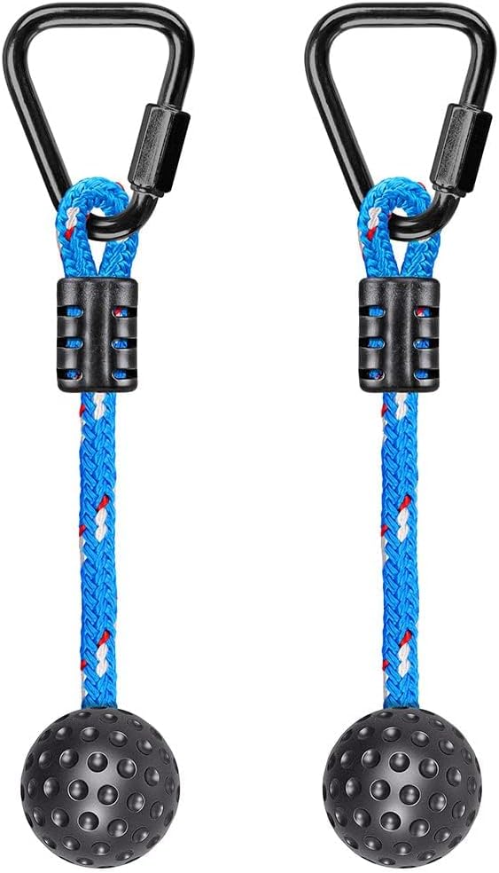 Carica l’immagine nel visualizzatore della galleria, Aste sospese in legno, 2 pezzi da 35 cm, con corde di sospensione e moschettoni – percorso ninja – accessori per arrampicata
