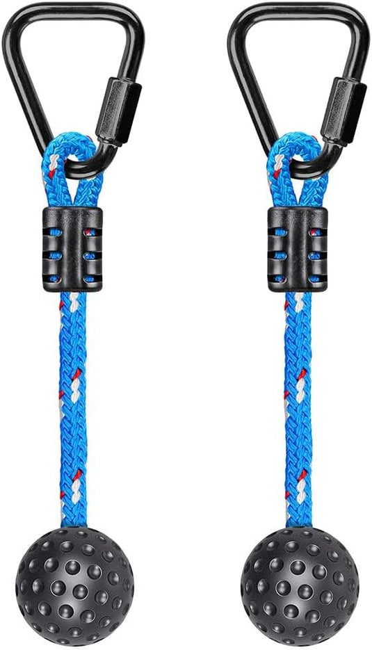Aste sospese in legno, 2 pezzi da 35 cm, con corde di sospensione e moschettoni – percorso ninja – accessori per arrampicata