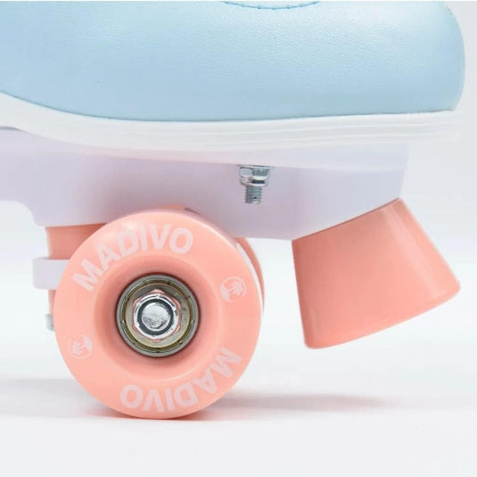 Madivo Pastel Klassieke retro rolschaatsen voor dames | ABEC-7 kogellagers | meisjes rolschaatsen, skeelers| blauw/koraal | maat 35, 36, 37, 38, 39, 40, 41