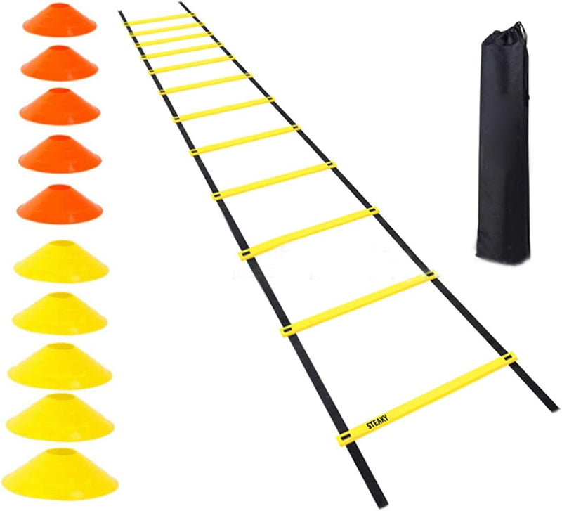 Laden Sie das Bild in Galerie -Viewer, Agility ladder 6 meter met 12 sporten en 10 pionnen – coördinatieladder – snelheidstraining
