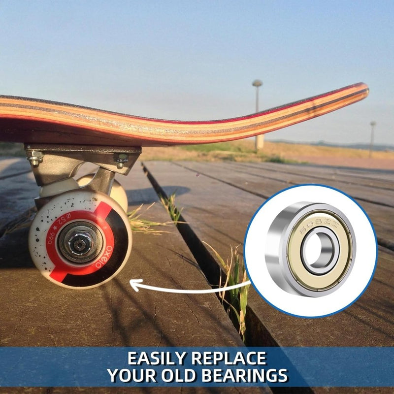 Load image into Gallery viewer, 608 ZZ kogellagers, 40 stuks, 8 mm x 22 mm x 7 mm, metaal, Double Shielded miniatuur groefkogellagers voor skateboard, scooter, inline skates - happygetfit.com
