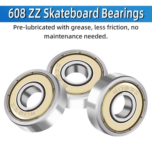 608 ZZ kogellagers, 40 stuks, 8 mm x 22 mm x 7 mm, metaal, Double Shielded miniatuur groefkogellagers voor skateboard, scooter, inline skates - happygetfit.com