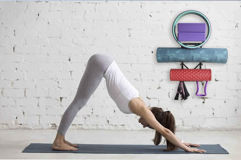 Laad afbeelding in Galerijviewer, Wandhouder voor complete yoga- en pilatesuitrusting, 100% koolstofstaal
