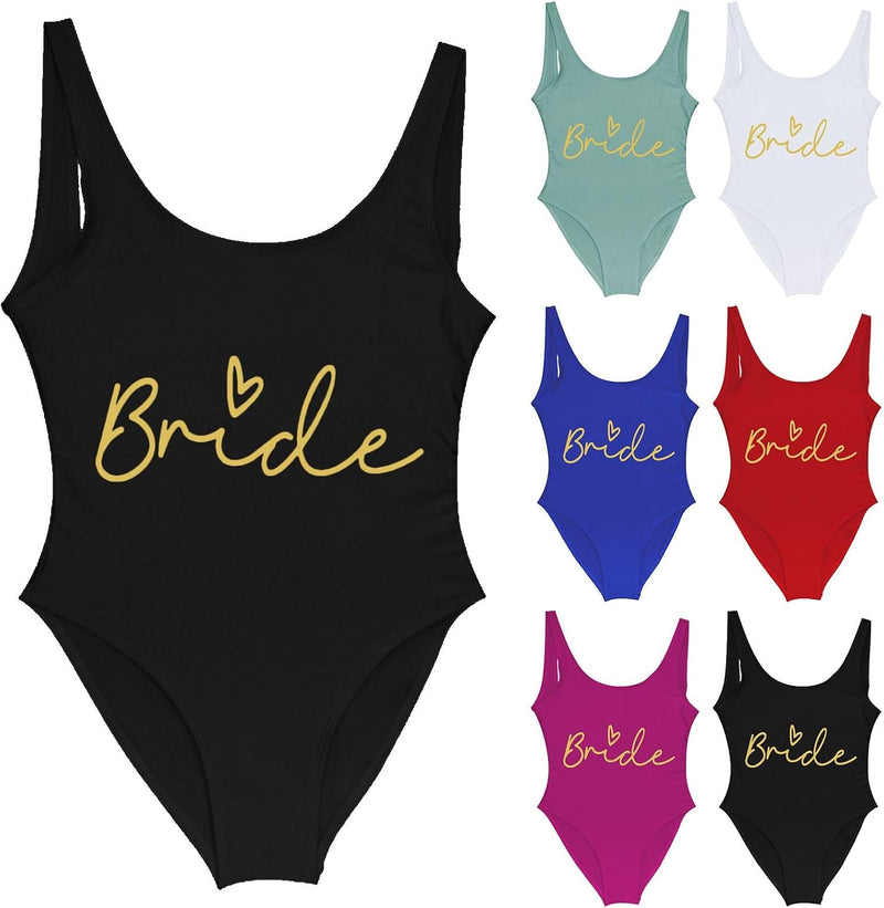 Chargez l'image dans la visionneuse de la galerie, Dames badpak Bride to Be met letterprint en lage rug – bruidsbadpak – vrijgezellenfeest
