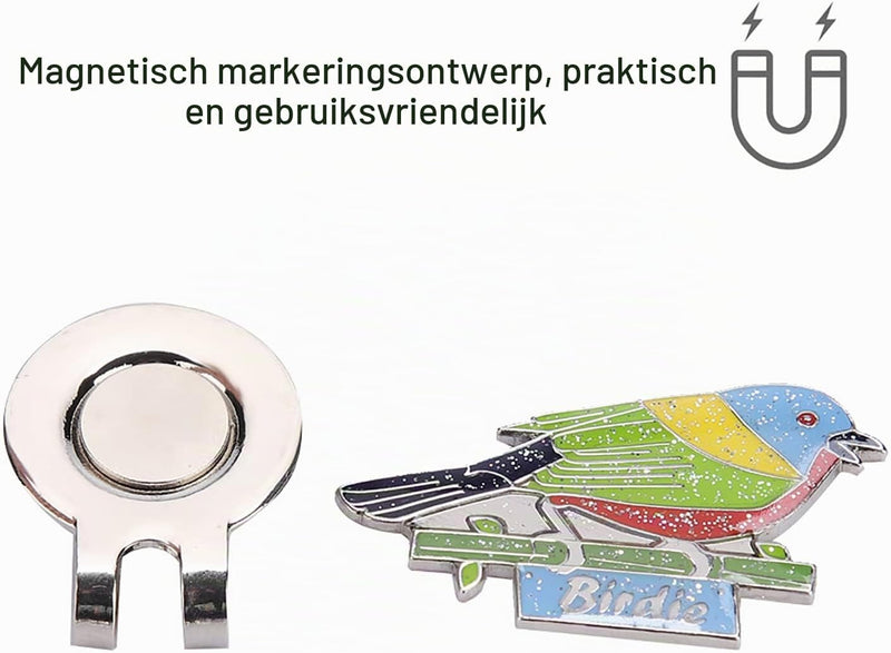 Chargez l'image dans la visionneuse de la galerie, Magnetische golfbal marker met roestvrijstalen petclip en decoratief ontwerp – balmarker – golfaccessoires
