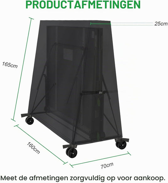 Housse de protection pour table de tennis de table 160 x 70 x 165 cm en Oxford 420D avec fermeture éclair et boucles – housse de ping-pong – protection de table