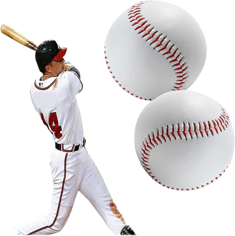 Laad afbeelding in Galerijviewer, 2 stuks honkbalballen, met de hand genaaid, zachte baseballs, 22,9 cm baseball, PU zachte honkbal, training honkbal, honkbal softbal, voor volwassenen en jongeren
