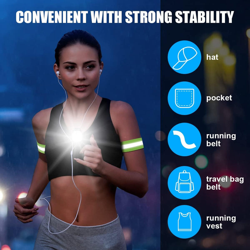 Load image into Gallery viewer, URAQT Clip op Running Lights, 4 Lichtstanden Waterdicht Outdoor Night Clip on Running Lights met 2 Pcs Reflectorbanden, USB Oplaadbare LED Licht voor Runners Camping Wandelen (1 pc)
