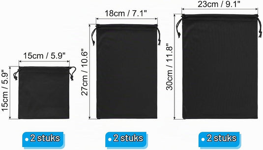 Skibril opbergzakken 6 stuks van microvezel met trekkoord – beschermhoesjes – ski snowboard accessoires