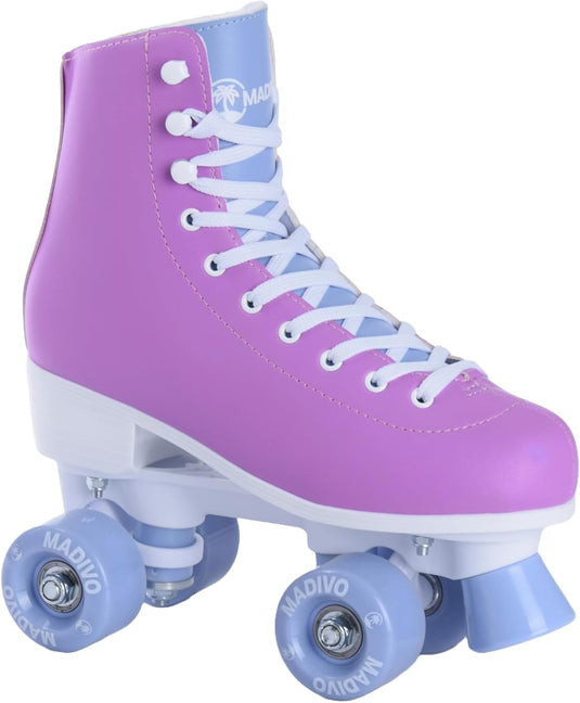 Madivo Pastel Klassieke retro rolschaatsen voor dames | ABEC-7 kogellagers | meisjes rolschaatsen, skeelers| blauw/koraal | maat 35, 36, 37, 38, 39, 40, 41