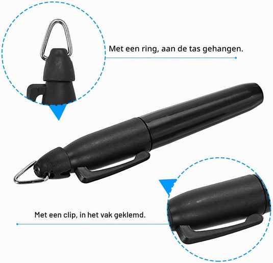 Mini permanente markers 6 stuks met sleutelclip zwarte inkt – golfbal markers – sport accessoires