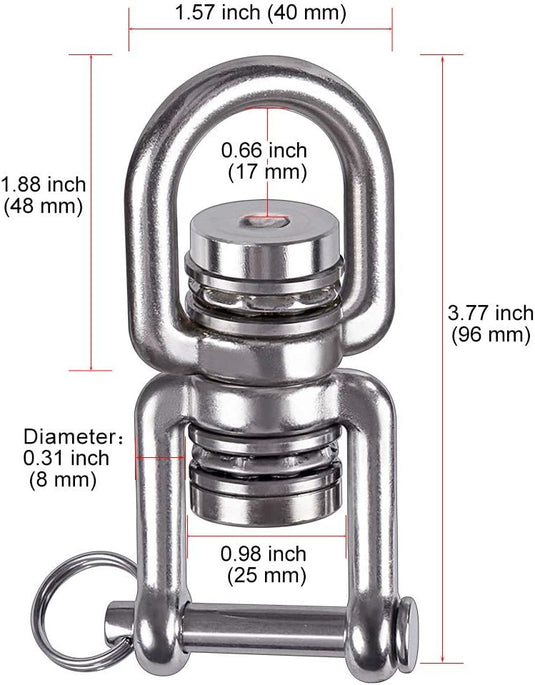 Schommelwartel 360° draaibaar – rvs ophangbeugel met lager voor hangstoel, yogaschommel, klimtouw en hangmat