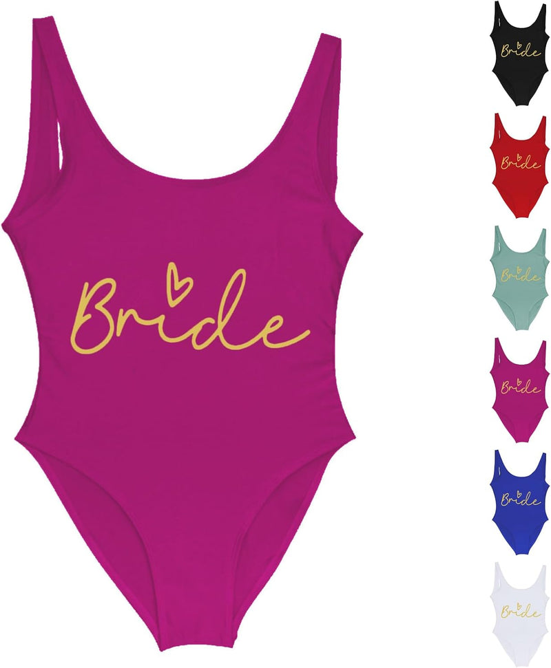 Chargez l'image dans la visionneuse de la galerie, Dames badpak Bride to Be met letterprint en lage rug – bruidsbadpak – vrijgezellenfeest
