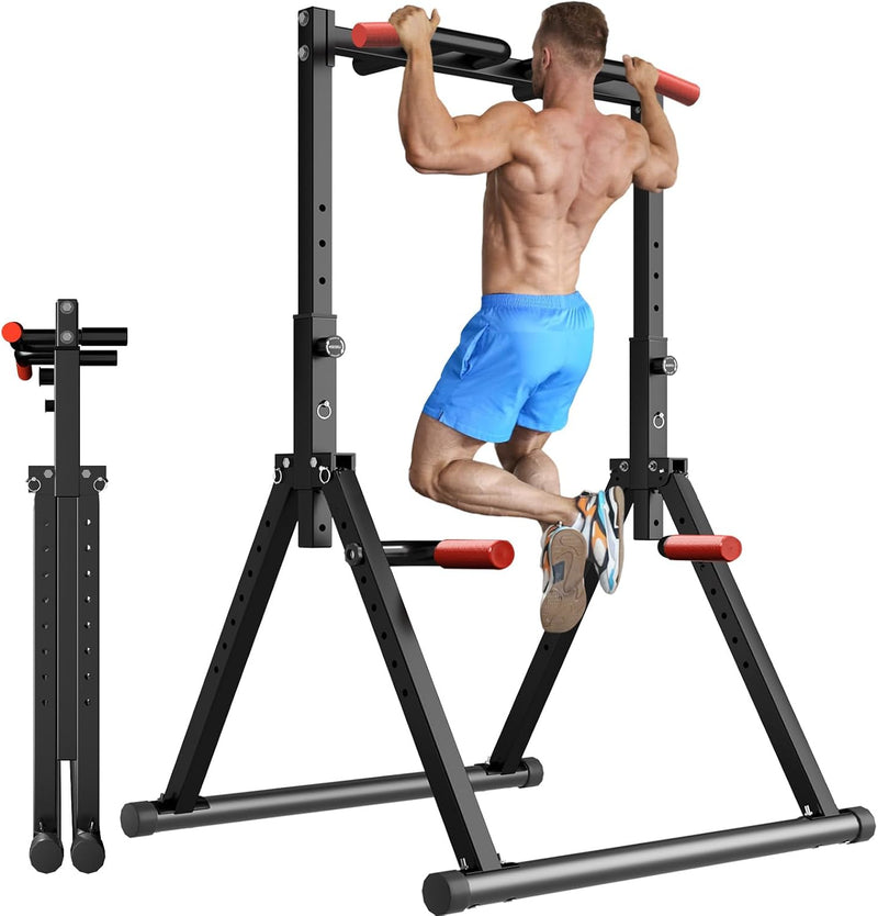 Laden Sie das Bild in Galerie -Viewer, Opvouwbare power tower met verstelbare optrekstang en dip station tot 200 kg – pull-up bar – krachtstation
