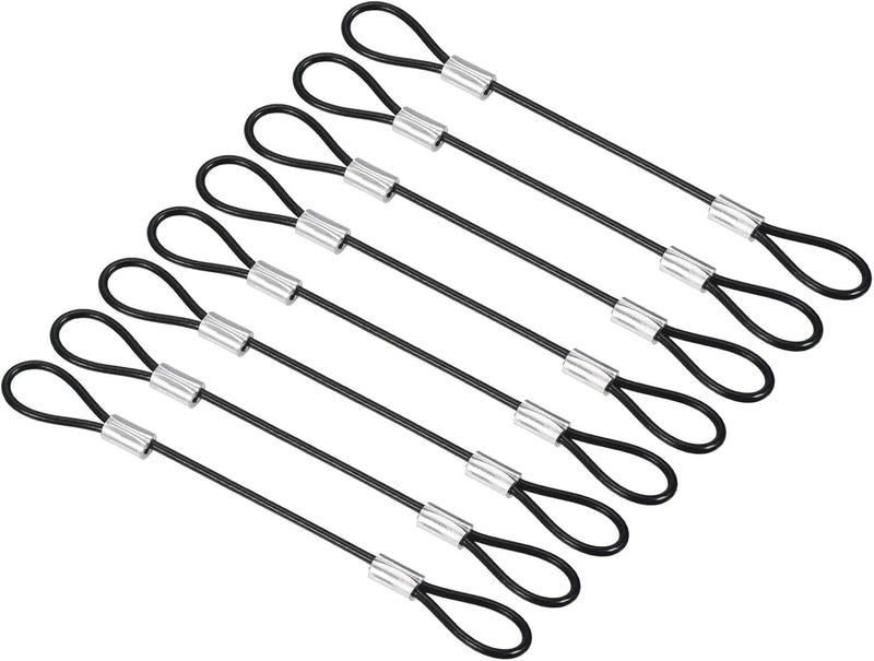 Load image into Gallery viewer, Stalen veiligheidskabel met dubbele lus 10 cm x 2 mm (8 stuks) - Gecoate borgkabel - Veiligheidskabel podiumverlichting &amp; bagage
