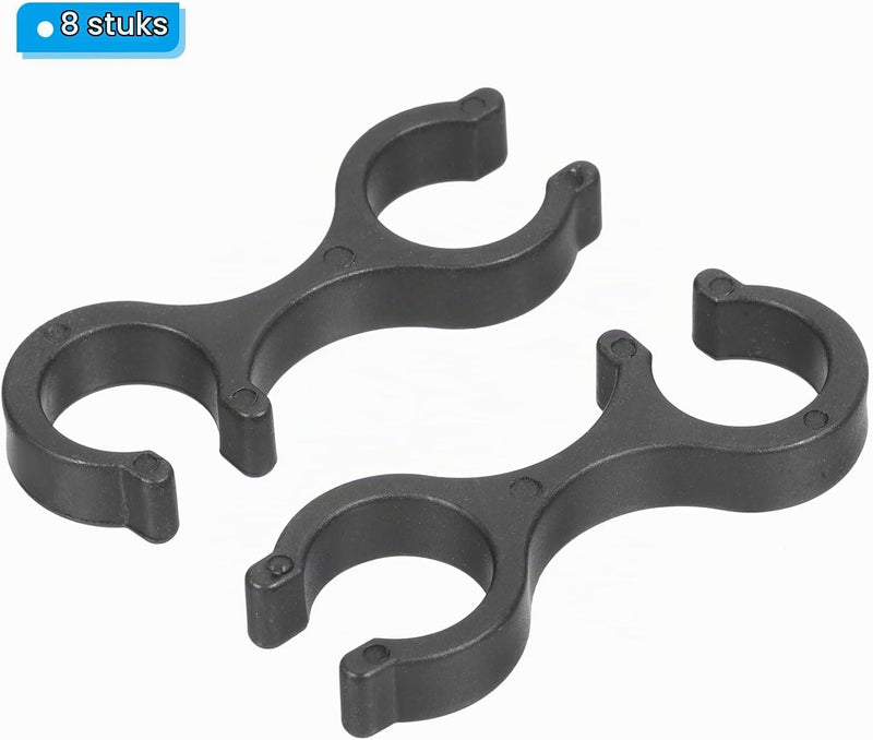 Załaduj obraz do przeglądarki galerii, Wandelstok clips 8 stuks voor 16-16,5 mm stokken zwart – trekkingstok houders – wandel accessoires
