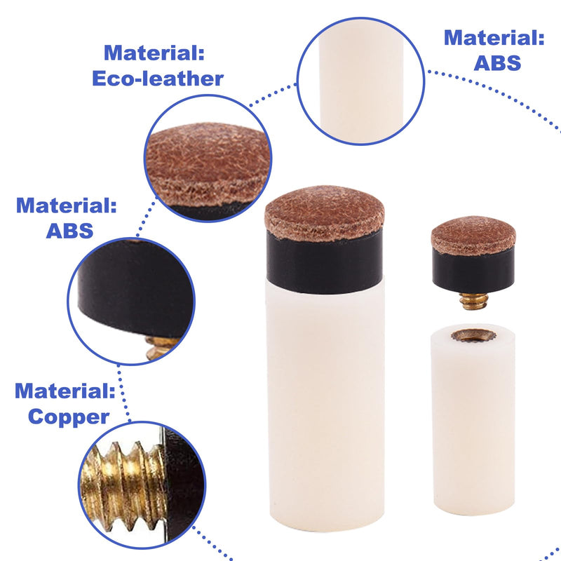 Laad afbeelding in Galerijviewer, 10 sets schroeftips voor zwembadkeer, vervanging van 10 mm, vervanging voor snoeppunten, harde lederen snookertips en plastic zwembadkeu stokhulzen, biljartaccessoires voor zwembad, vrije tijd
