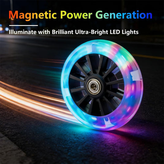 Lichtgevende stuntstepwielen, 120 mm, 2 stuks stuntstepbanden met led-knipperlicht, lichtgevende stuntstep, wielen met ABEC-7-kogellagers, stil, duurzaam, reservewielen voor step, zwart