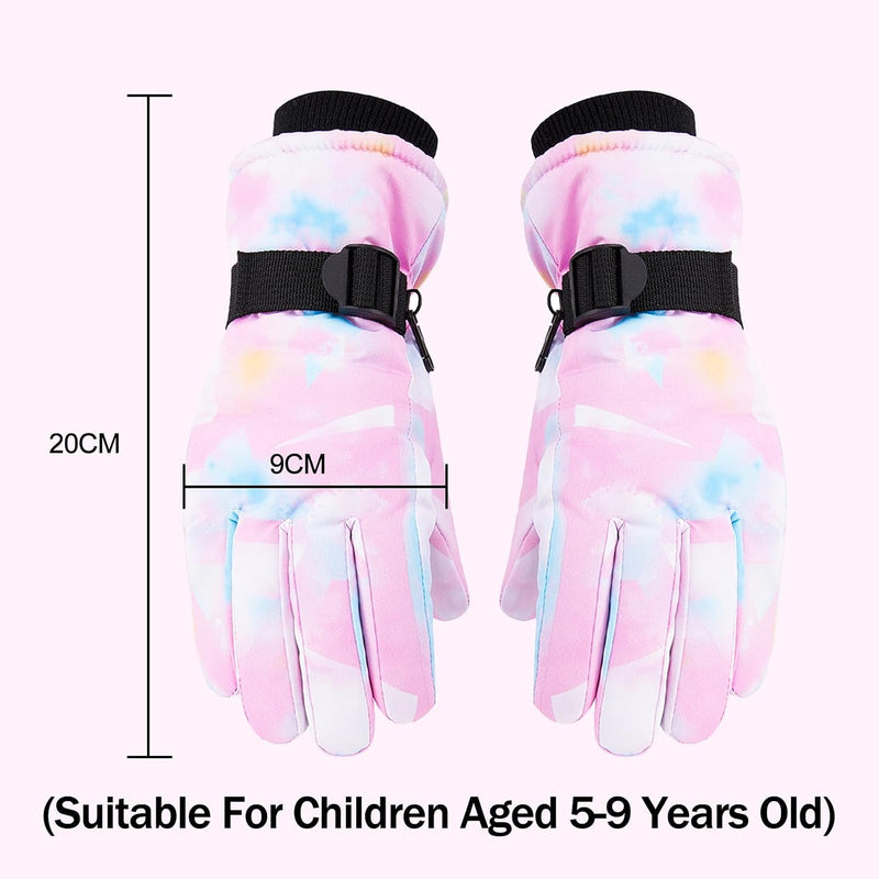 Laad afbeelding in Galerijviewer, Waterdichte skihandschoenen voor kinderen 5-9 jaar roze
