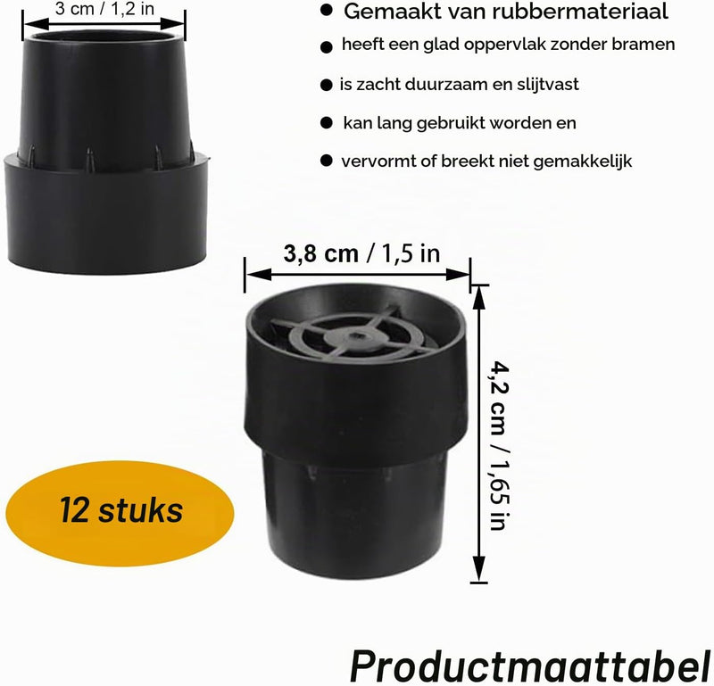 Laden Sie das Bild in Galerie -Viewer, Trampoline pootdoppen 12 stuks 25 mm van antislip rubber zwart – voetdoppen – trampoline accessoires
