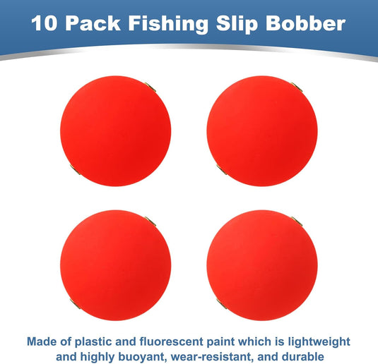Flotteurs de pêche, 10 pièces, 18 mm, ronds, rouges fluorescents – flotteurs coulissants – accessoires de pêche