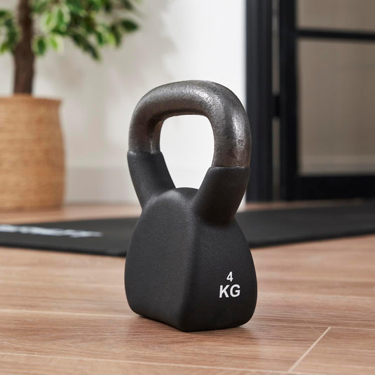 Athlyt - Neopreen gietijzeren kettlebell, zwart