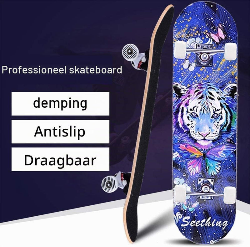 Load image into Gallery viewer, Compleet skateboard 78,7 x 20,3 cm met 7-laags esdoorn deck en ABEC-7 lagers – beginners skateboard
