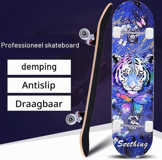 Compleet skateboard 78,7 x 20,3 cm met 7-laags esdoorn deck en ABEC-7 lagers – beginners skateboard