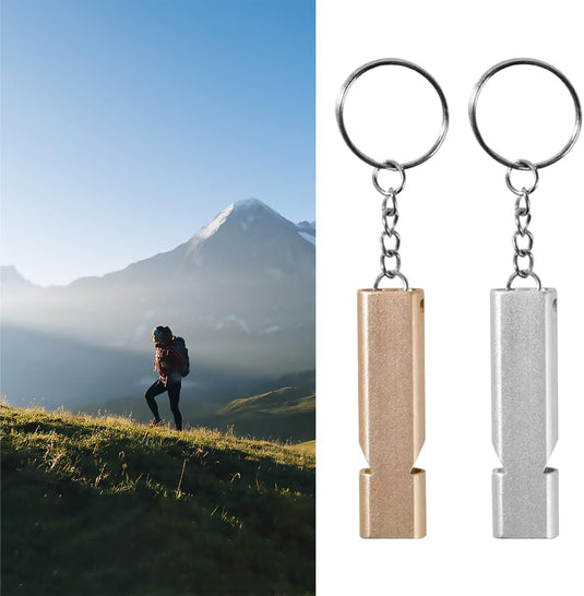 Lmyzcbzl Trillerfluitje, 2 Stuks Noodfluitjes, Metalen Noodfluitje, Fluitje met Sleutelhanger, Voor School, Gym, Outdoor, Kamperen, Wandelen, Jagen, Klimmen