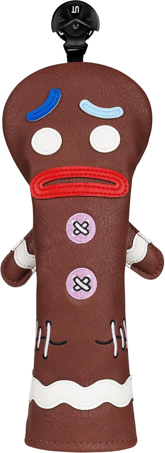 Laden Sie das Bild in Galerie -Viewer, Golfclub beschermhoes met grappig koekjesmonster ontwerp van kunstleer – driver headcover – golfdecoratie

