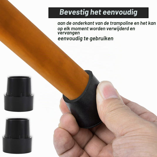 Trampoline pootdoppen 12 stuks 25 mm van antislip rubber zwart – voetdoppen – trampoline accessoires
