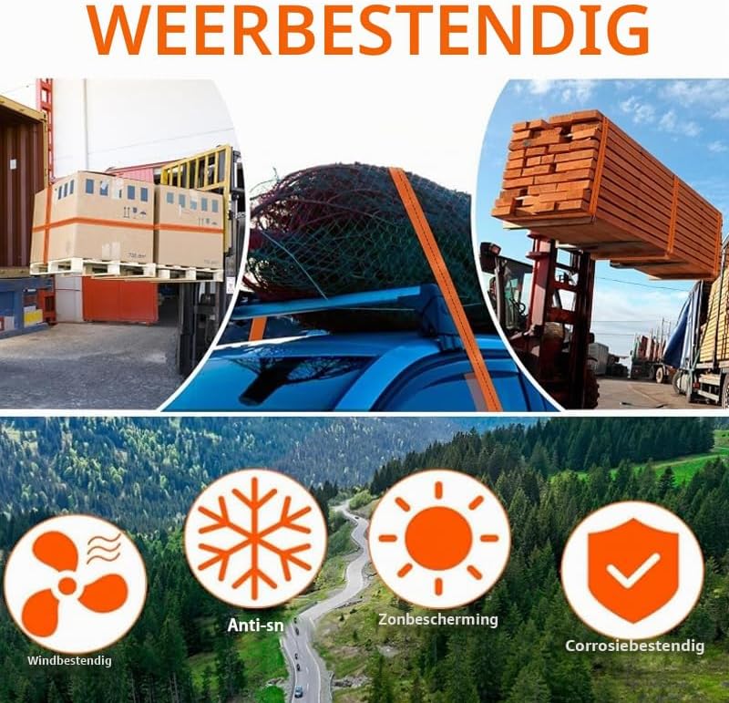 Laad afbeelding in Galerijviewer, Spanbanden 4 stuks 5 meter met ratel en stalen haken voor ladingzekering – sjorbanden – transportbanden
