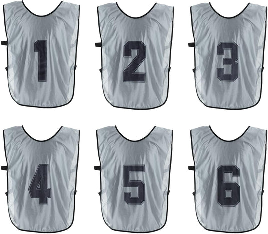 Voetbal trainingshesjes 6 stuks genummerd 1 tot 6 voor volwassenen – teamvesten – sporthesjes